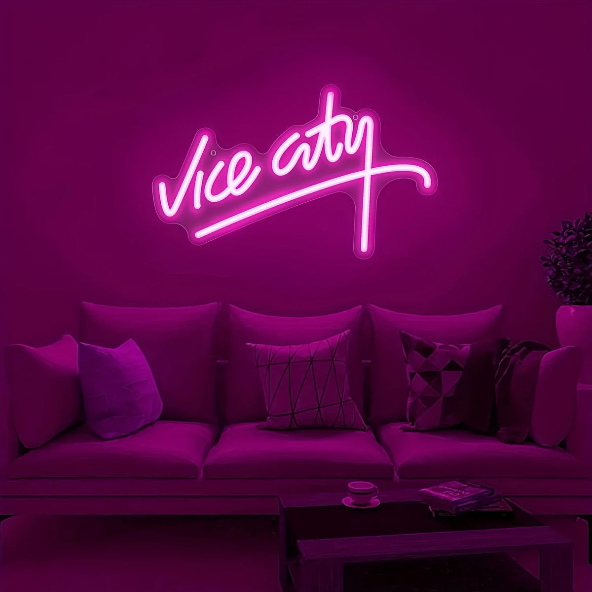 Vice City Neon Sign Handwritten Letters for Wall Decor USB LED Neon Light Sign for Bedroom Man Cave Game Room Decor